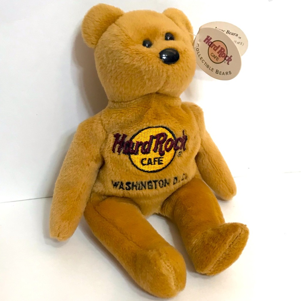 🎸 ‘99 Vintage Hard Rock Cafe Washington D.C. District Bean Bag Teddy Bear